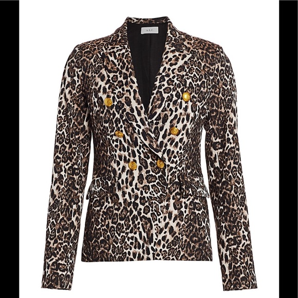 A.L.C. Alton Leopard Print Double-Breasted Blazer